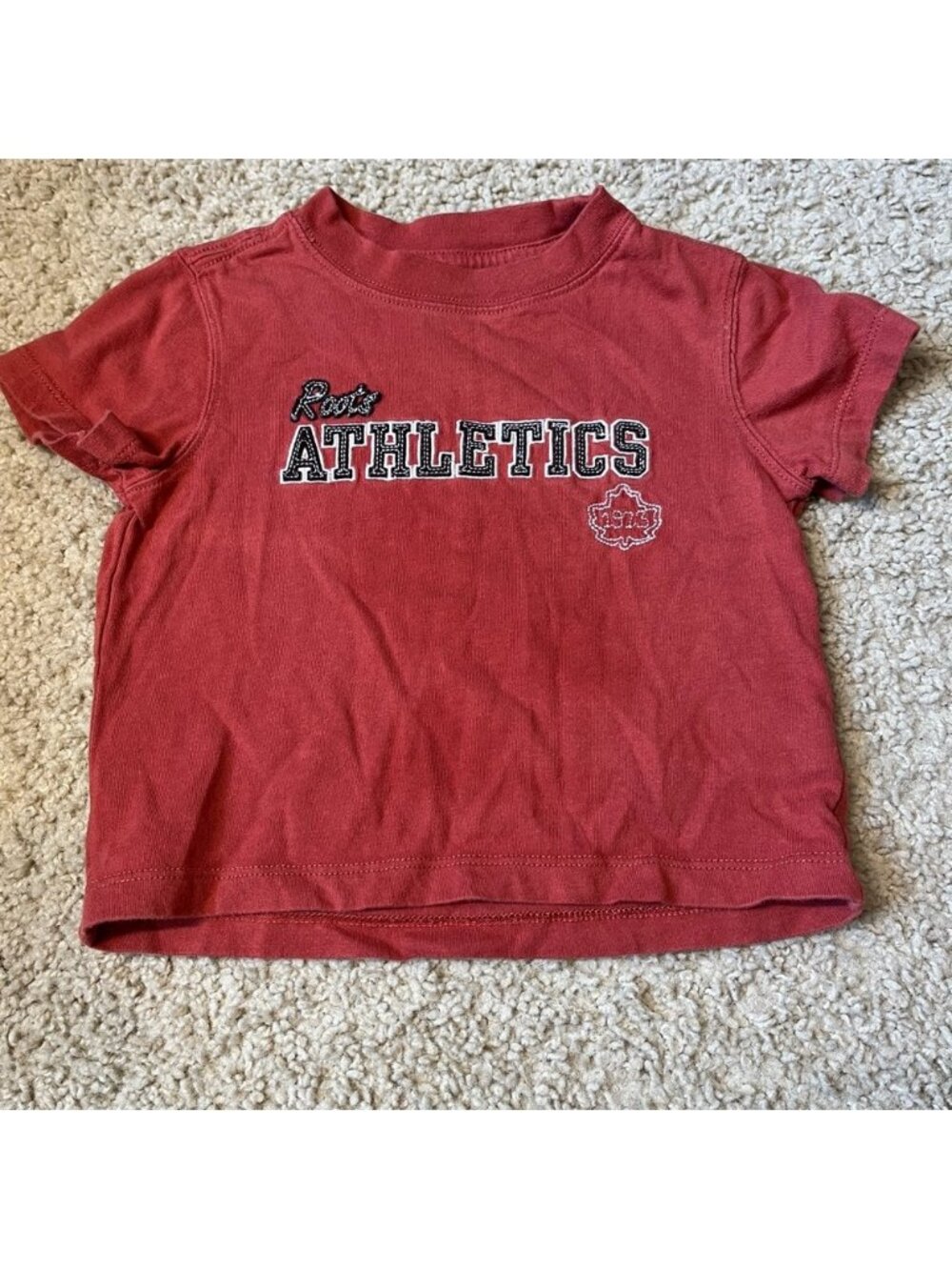 Vintage 90s Roots Athletics Baby Medium 6-12m Infant Tshirt Camping Cabin Red